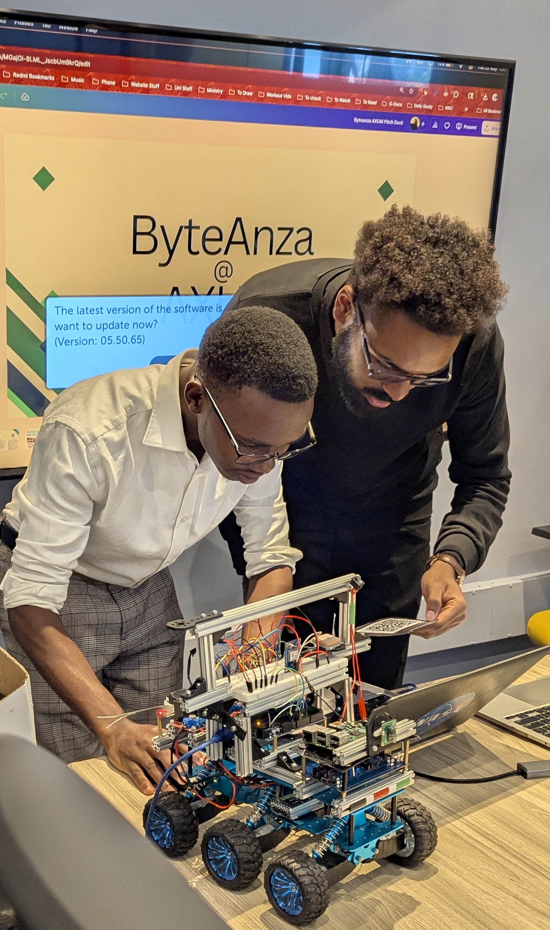 Demonstrating the Byteanza rover at an exhibition